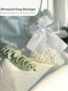 30pcs White Bow Transparent Organza Bags, 3.9x4.7 Inches, Premium Clear Organza Pouches, Jewelry Bags, Rose Drawstring Bags, Wedding Favor Bags, Small Gift Bags, Mini Drawstring Bags, Mesh Sachet Bags, Suitable For Wedding Party Favors, Mother's Day Gifts, Bridal Shower, Christmas Party Supplies