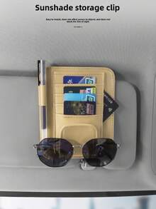 Practical New Car Sun Visor Storage Clip, Thin Multi-Card Slot Sturdy Backclip, PU Leather, Car Interior Organization, Essential Car Storage Organizer For Car Owners