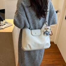 Bolso cruzado para mujer versátil y espacioso con múltiples usos bandolera hombro y mochila gran capacidad diseño liso y moderno - Blanco - Ver 2
