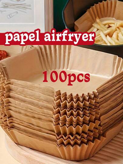 200 st bakplåtspapper för airfryer, oljetåliga och vattentäta korgfodral för airfryer, 15 cm 100/50/25 st. airfryer-underlägg, 15 cm non-stick fyrkantigt bakplåtspapper, ätbart silikonoljepapper, absorberande papper för ugn och grill, återanvändbart, passar de flesta airfryers, perfekt för alla hjärtans dag, födelsedag, kökspresenter