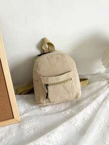 迷你纯色尼龙时尚百搭简约背包 - 卡其色 - 查看 7