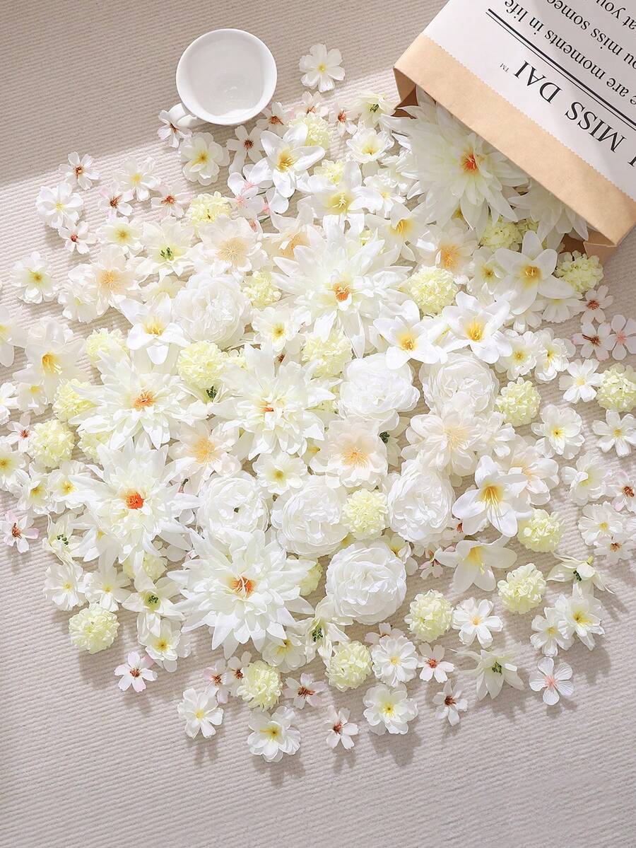 50个仿真花头，大小不一，雏菊花，适用于婚礼工艺品、家居装饰、派对装饰