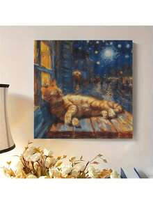 1/2pcs 5D DIY Diamond Painting Kit - Sleeping Cat, Round Diamond Art Embroidery Canvas Wall Decor, Frameless Full Drill Craft, Perfect Gift, 30x40cm/12x16in - Multicolor - View 4