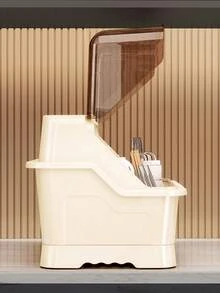 1pc Large Kitchen Draining Bowl Cabinet With Cover, Holds Bowls, Plates, Cutlery, Household Dish Storage Rack, Kitchen Storage Organizer - Multicolor - View 6