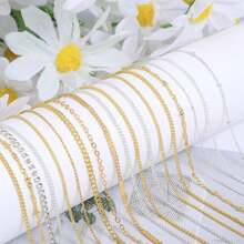 24 Strips Nail Chains, Silver Gold Metal Nail Art Chains Punk Luxury Pearl Gem 3D Nails Arts Charms Glitter Design For Women Nails Art - 白色 - 查看 6