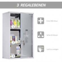 HOMCOM Stainless Steel Medicine Cabinet/First Aid Cabinet With Lock, 30 X 18 X 50 Cm, For Secure Storage - White - View 6