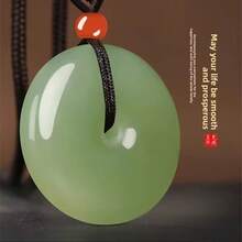 1 Piece/White Jade Peace Buckle Jade Pendant Round Men's And Women's Jade Necklace  White Jade Pendant No Matter Green - Khóa an toàn lớn, màu sáng - Xem 2