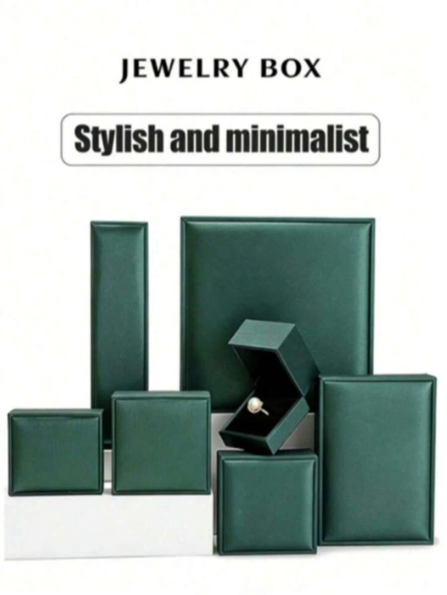 1 Jewelry Box, Silver Gold Jewelry Gift Box, High-End Leather Ring Box, Jewelry Box, Valentine's Day, Mother's Day, Birthday Party Gift Box, Box - Green - View 1