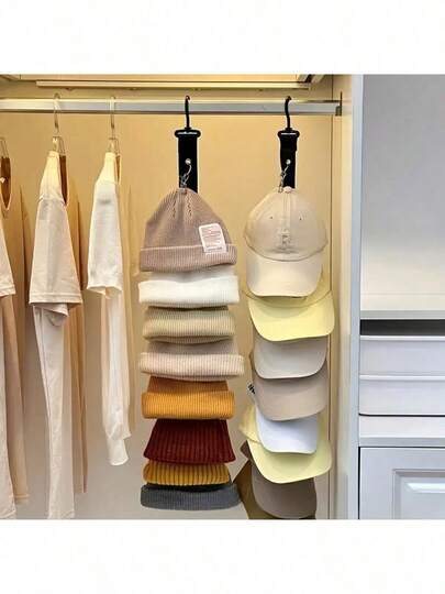 Stainless Steel Hat Rack With 8 Clips - Can Hold 16 Baseball Caps - Home And Closet Non-Electric Hat Storage Organizer