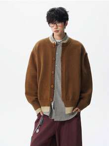 Men Cardigans - Brown - View 2