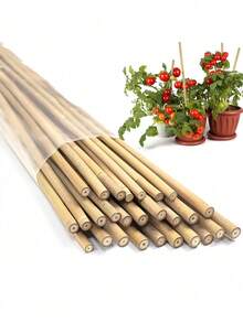 20pcs Natural Bamboo Plant Support Stakes, Sturdy Bamboo Garden Support Poles, Bamboo Trellis For Climbing Plants, Suitable For Tomatoes, Vegetables And Beans, Indoor And Outdoor Plant Climbing Support, Such As Tomato And Bean Potted Plants - Brown - View 1