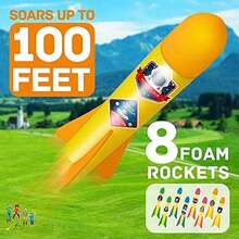 YEEBAY Rocket Air Launch - Juguete para niños de 3, 4, 5, 6, 7, 8 años en adelante, niñas, paquete de 2 lanzadores de pisoteo y 8 cohetes de espuma coloridos, divertido juego al aire libre, regalo ideal de cumpleaños de Navidad - / - Ver 3
