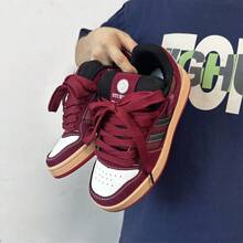 女士小众百搭休闲厚底鞋，美式复古德式训练运动厚底鞋，2026春季新款小众复古休闲厚底鞋 - 紅色 - 查看 3