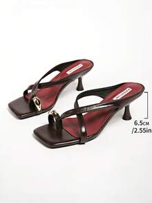 5厘米新款撞色极简坡跟人字拖凉鞋，2025夏季露趾高跟鞋 - 棕色 - 查看 9