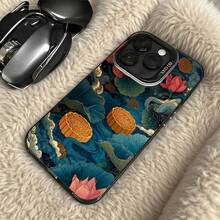 Funda de Teléfono Patrón de Pastel de Luna de Loto Azul para  14 Pro Max  13 Pro  Galaxy S23 Ultra S22 Plus Adecuada para Todas las Estaciones Opción de Regalo Ideal - Plateado - Ver 5