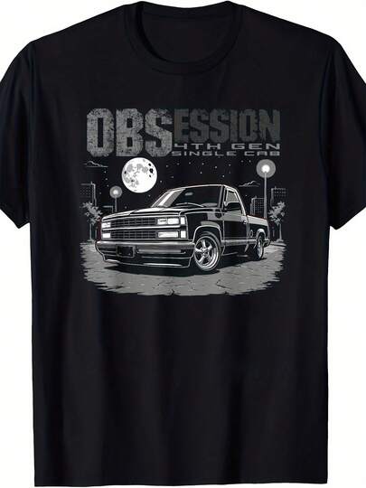 Top pickLocalMen'S Vintage 4th Gen Truck Graphic T-Shirt - OBS Single Cab Retro Design, Relaxed Fit Short Sleeve, All-Season Comfort, S-XXXL Sizes, Black with Print - Ideal Gift for Truck Enthusiasts