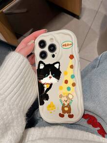 1 pereche carcasă de protecție groasă pentru telefon, rezistentă la șocuri, cu margini ondulate, pictată cu pisică, imprimată, compatibilă cu 17/17 Pro/17 Pro Max, 16 XR/7/8, 15 Pro Max, 12 Pro Max, 13 Pro Max, 14 Pro Max, 13, 14, 11, 12P, 14, P11, carcasă moale anti-cădere P12, XS, XR, 7/8P, 7/8 GES2, potrivită pentru A13 4G, A22, A21S, A51 4G, A52, S22 Ultra, A33 5G, A34, A35, potrivită pentru Redmi 10, Redmi Note 11 4G, Redmi 11 Lite, A53 TPU, A14, A23, S23 Ultra, S24, A14, A15, S23, A73, A55, A54, carcasă de telefon Redmi - Multicolor - Vizualizare 4