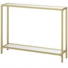 Narrow Console Table | 100cm Golden Color Metal Corridor Table, Small Exhibition Table, Space-Saving Design Suitable for Entrance and Corridor, Multifunctional Use by HOOBRO - Golden - Übersicht 5