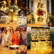 10 Battery Powered LED Mini String Lights Flashing Copper Wire Firefly Star Lights Suitable For Mason Jar Wedding Party Christmas Table Decoration, LED Fairy Lights, 100cm Silver Wire String Mini Lights Suitable For Bedrooms, Weddings, Mason Jars, DIY Crafts, Valentine's Day Scene Decoration, Flowers, Party Decoration, Yellow Lights, Fairy Lights Battery Powered String Lights Mason Jar Lights Silver Wire Lights Firefly DIY Parties Wedding Lights - 黃色 - 查看 10