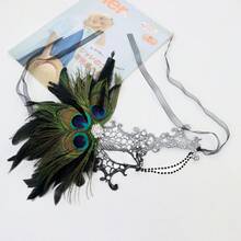 1pc Lace Inlaid Rhinestone Hollow Feather Mask Party Masquerade Sexy Prop, European And American Style Women's Styling Mask, Women's Bachelorette Party/Theme Party/Banquet Dressing Theme Accessories - 黑色 - 查看 8