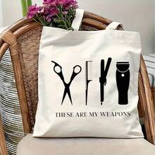 Tote Bag Unisex Shoulder Bag For Commuting Travel Daily Use Black White Colors With These Are My Design Perfect For Hair Stylists And Barbers Shop Accessories, Work Bag, Minimalist Design, Graphic Print Tote, Sturdy Construction, Durable Fabric, Carryall Bag, Spacious Tote, Commuters Bag, Professionals Bag - 白色 - 查看 8