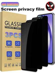 3片装钢化玻璃屏幕保护膜，兼容三星Galaxy S21/S22/S23/S24 Ultra/S24 FE/S25 Ultra/S25，防水、防指纹、防刮花、防震、保护隐私 - 黑色 - 查看 11