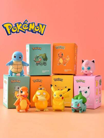 pokemon Set de 6 decoraciones de escritorio de Pokémon, regalo de cumpleaños, decoraciones de caja ciega de Pikachu Pokémon; Combo de decoraciones de Pikachu y Squirtle; empaque aleatorio
