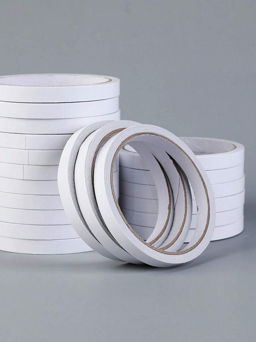 1pc Double-Sided Adhesive High-Viscosity Thin Model Handmade Tape Spring Couplets - Both Sides Have Strong Sponge Coating, Transparent, No Trace Left. Adhesive Tape For Fixing Walls And Pasting Student And Children's Stationery. Ultra-Thin Double-Sided Adhesive Tape. - White - View 1