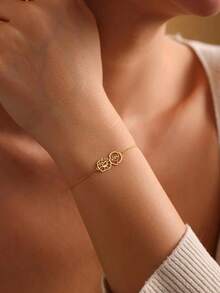 1PC Custom Personalized Birth Flower Bracelet, Customizable 2-4 Birthday Flowers, Elegant And Simple Bracelet, Women's Bracelet, Custom Bracelet, Women's Jewelry, Birth Flower Family Bracelet, Birth Month Bracelet, Flower Bracelet, Personalized Gift, Gift For Her On Anniversary Or Birthday, Valentine's Day Gift - Multicolor - View 9