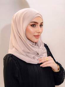 1pc Women 2 In 1 Instant Hijab Scarf, Chiffon Scarf Combo, Hijab, Soft & Breathable Material, Suitable For Daily Wear
