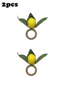 2-18个手工编织柠檬形餐巾环，适用于户外、婚礼、家居、节日餐桌装饰 - 彩色 - 查看 16