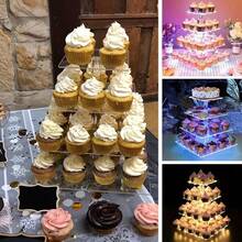 3-5 Tier Acrylic Cupcake Stand, Clear Acrylic Cupcake Tower Display Rack - Square Cupcake Holder, Acrylic Dessert Rack, Suitable For Party, Wedding, Birthday Celebration - Clear - View 3