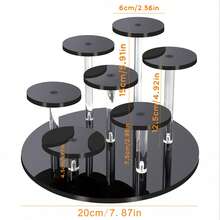 1pc 7-Tier Circular Display Stand Suitable For Figurines, Collectibles, Jewelry, Posable Dolls, Cosmetics, Desktop Riser, Minimalist & Elegant - Seven-layer Circular Black - View 10