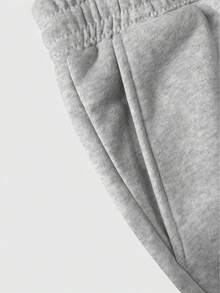 Plus Size Loose Fit Black Sweatpants For Men, Drawstring Design, Comfortable & Versatile - Grey - View 3