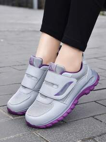 1 Pair Women's Elegant Hook And Loop Fashion Casual Sneakers, Lightweight, Breathable, Comfortable For Indoor/Outdoor, All Season Wear, Leisure, Travel, Walking - Dusty Purple - View 9
