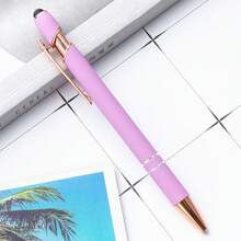 Customized Text LOGO Rose Gold Plated Circle Ballpoint Pen, Metal Spray Painted Aluminum Barrel Smooth Writing Capacitive Stylus Pen, Elegant Gift For Family, Friends, Teachers, Parents, Colleagues, Back To School, Graduation Season - Multicolor - View 14