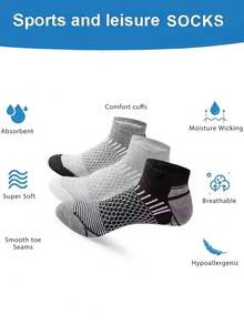 2026新款高品质短款运动踝袜 男士跑步休闲运动袜 腰部蜂窝设计袜子 男士加厚低帮运动踝袜 适合跑步、徒步、骑行 春夏秋季运动休闲 Sokken 男士礼物