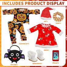 (Doll Not Included) Christmas Costume Set For 16-18 Inch Baby Dolls, Perfect For Dressing Up Dolls During The Holidays, Adding To The Festive Atmosphere, A Holiday Gift, A Children's Toy, And A Creative And Exquisite Present. - Đỏ - Xem 3