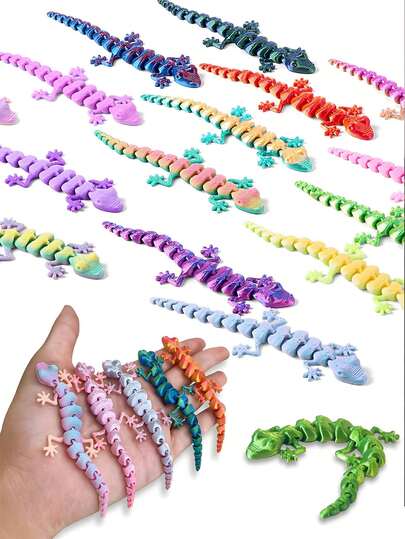 6/12 st 3D-utskrivna söta mini-geckos på skrivbordet, små geckos i slumpmässiga färgtoner, lämpliga för samling, festdekoration, festgåvor, rumsdekor, stresslindring, alla hjärtans dag-present, skolstartspresent, ramadanpresent