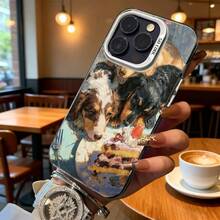 Funda de Teléfono Transparente con Impresión de Perro Comiendo Pastel para  14 Pro Max  13 Pro  12  Galaxy S23 S22 S21, Regalo Ideal para Todas las Temporadas - Negro - Ver 6