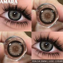 AMARA 1 Pair Grey & Colorful Disposable , Blue Color Contacts, Annual Replacement, Brown-Grey Lens, 14.5mm, Suitable For Halloween Costume - SWAN-gRAY - View 7
