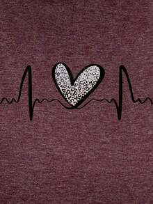 Nt Heart Pattern Crew Neck Short-Sleeve T-Shirt, Summer Style - 白色 - 查看 6