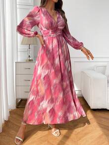 Casual Elegant Printed Long Dress For Women - Multicolor - View 3