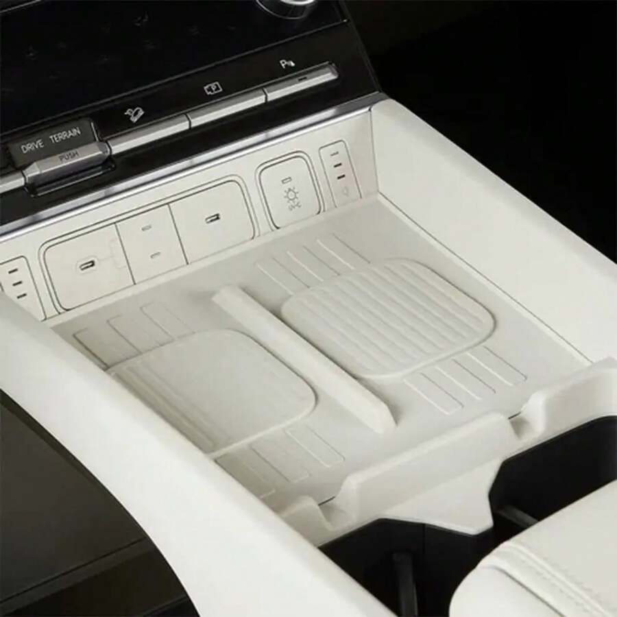 Alfombrilla de silicona antideslizante para reposabrazos de consola central Santa Fe 2024, accesorios para coche HNHJ - B - Ver 1