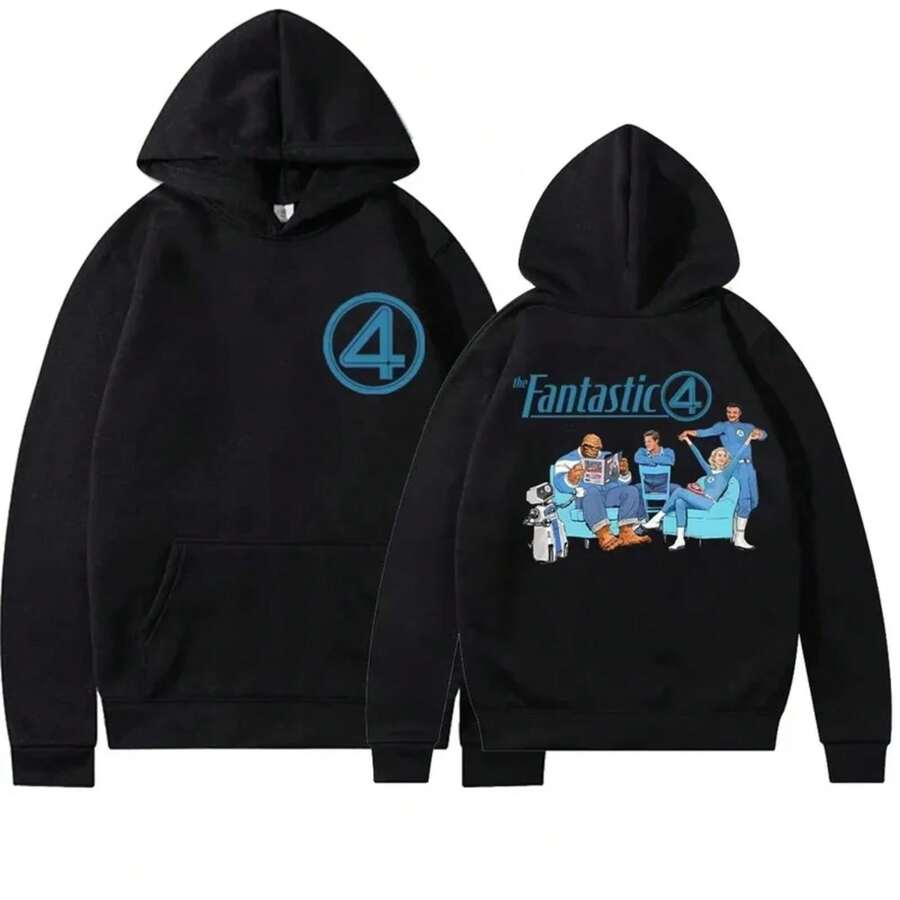 2025 Men's And Women's Matching 2D Hooded Sweatshirt - A Hooded Sport Coat Suitable For Both Boys And Girls. Warm And Fashionabl - Black - View 1