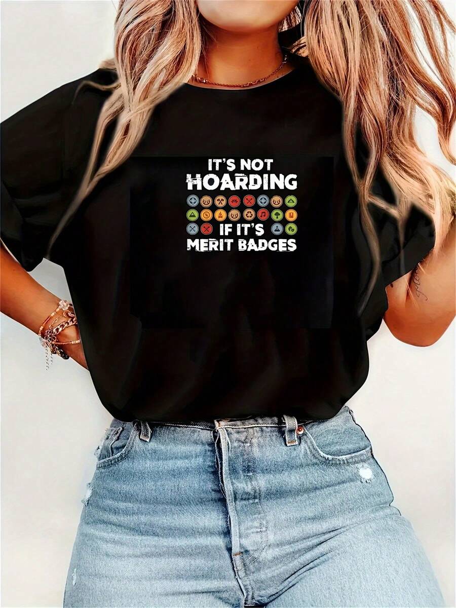 Camiseta de Mujer Líder de Escuza Merit Bagdes Líder Adulto de una Escuza - Negro - Ver 1