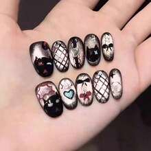 [Black Pink Meow] Sweet And Cool Black Pink Cat Eye Hand-Painted Cat Line Love Wear Armor Short Detachable - 2XB1-13244 - 查看 2