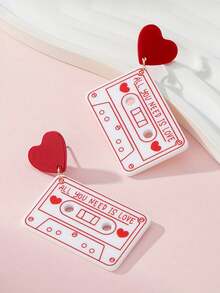 1 Đôi bông tai acrylic, món quà lý tưởng dành cho bạn gái và người thân vào ngày Valentine. - Nhiều màu - Xem 3