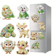 6 piezas Imanes de nevera de arte de diamante de primavera, kit de pintura de diamante para decoración, manualidades DIY, regalos, decoración de nevera y buzón - Multicolor - Ver 8