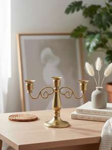 1pc/Set Vintage 3-Arm Metal Candle Holder, Simple Creative Forged Candle Stand, Suitable For Wedding, Family Gathering, Party, Proposal Ceremony And Dining Table Decor, Can Be Used As Centerpiece Or Candle Holder Decoration, Ramadan Decor, Eid Al-Fitr Gift, Ramadan Decoration - Multicolor - View 20